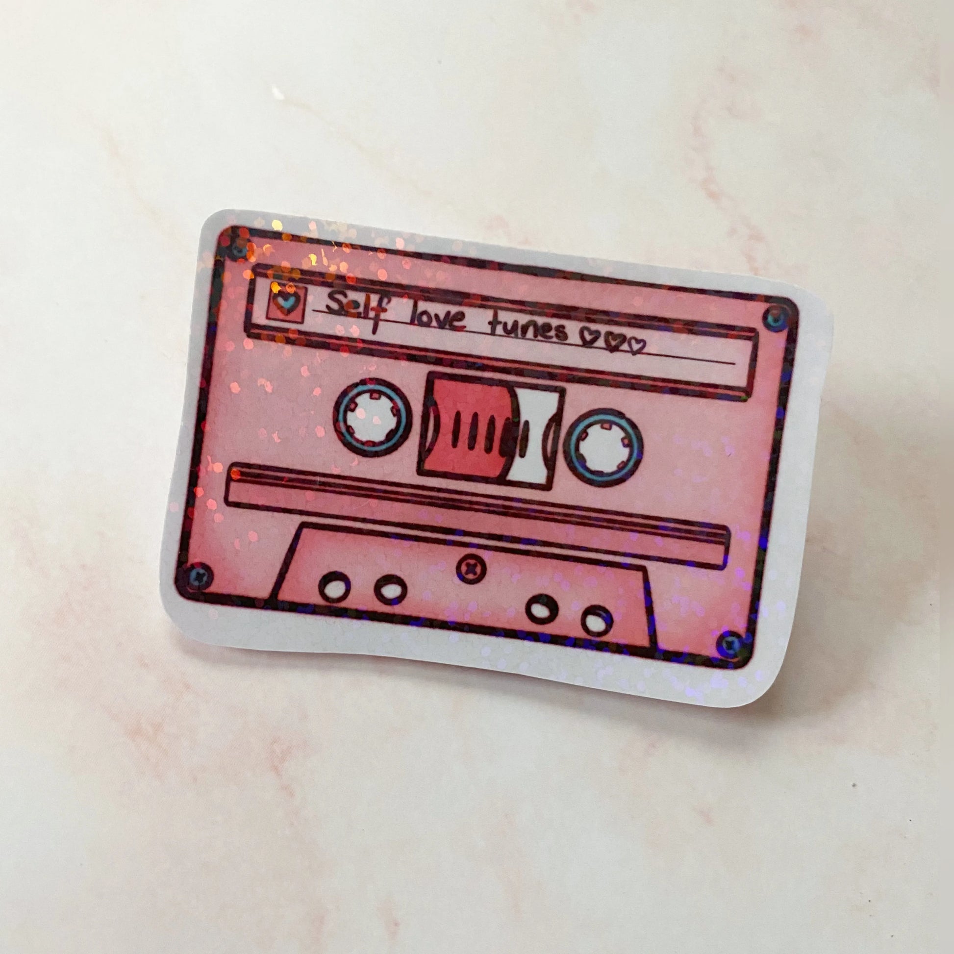  Self Love Tunes 90’s Cassette Sticker Cheeky Peach Designs Sticker art-noise.myshopify.com self-love-tunes-90-s-cassette-sticker