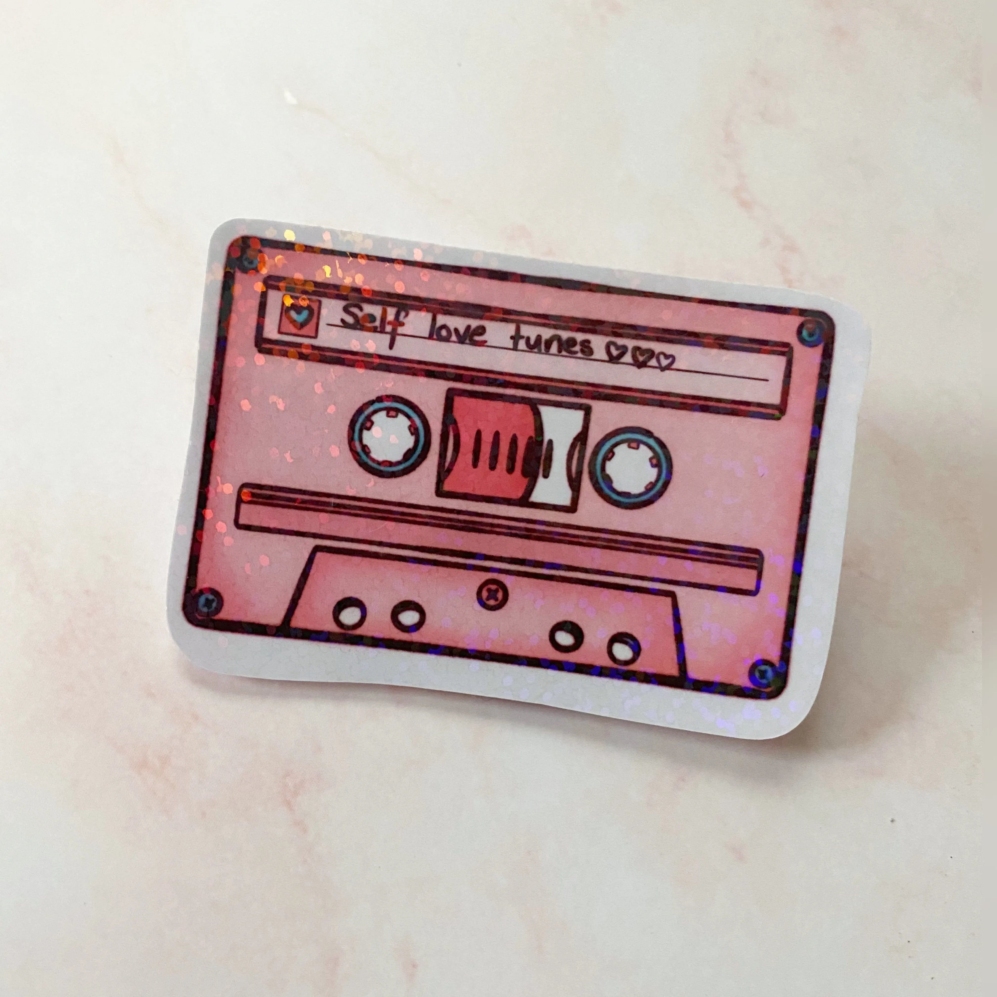  Self Love Tunes 90’s Cassette Sticker Cheeky Peach Designs Sticker art-noise.myshopify.com self-love-tunes-90-s-cassette-sticker