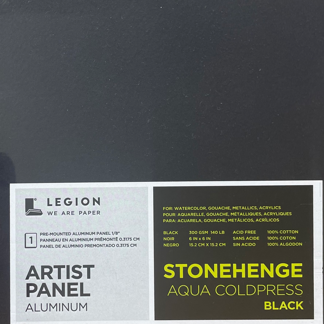 Legion Paper Aluminum Panel - Stonehenge Aqua Coldpress Black 6x6" - Art Noise