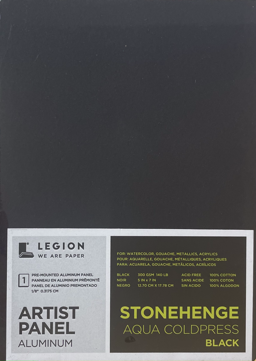 Legion Paper Aluminum Panel - Stonehenge Aqua Coldpress Black 5x7" - Art Noise