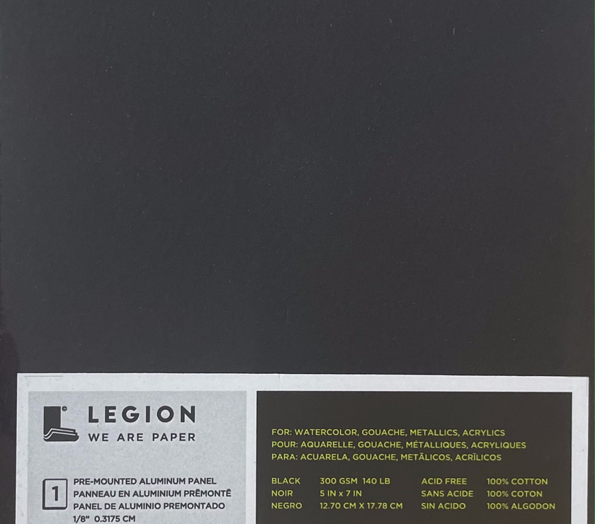 Legion Paper Aluminum Panel - Stonehenge Aqua Coldpress Black 5x7" - Art Noise