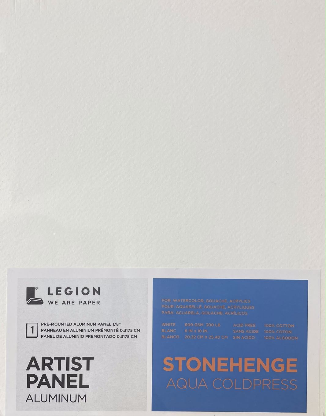 Legion Paper Aluminum Panel - Stonehenge Aqua Coldpress White 8x10" - Art Noise