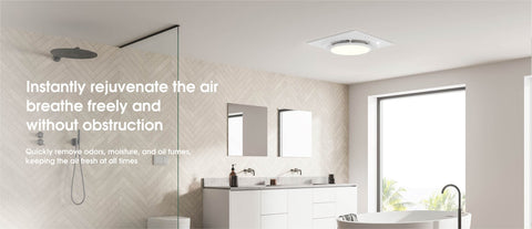 BysonX Lumaire 80CFM 0.3–0.4 Sones Bathroom Fan Large Round LED Light cETLus HVI2100 Energy Star - Slim & Humidity+ Models