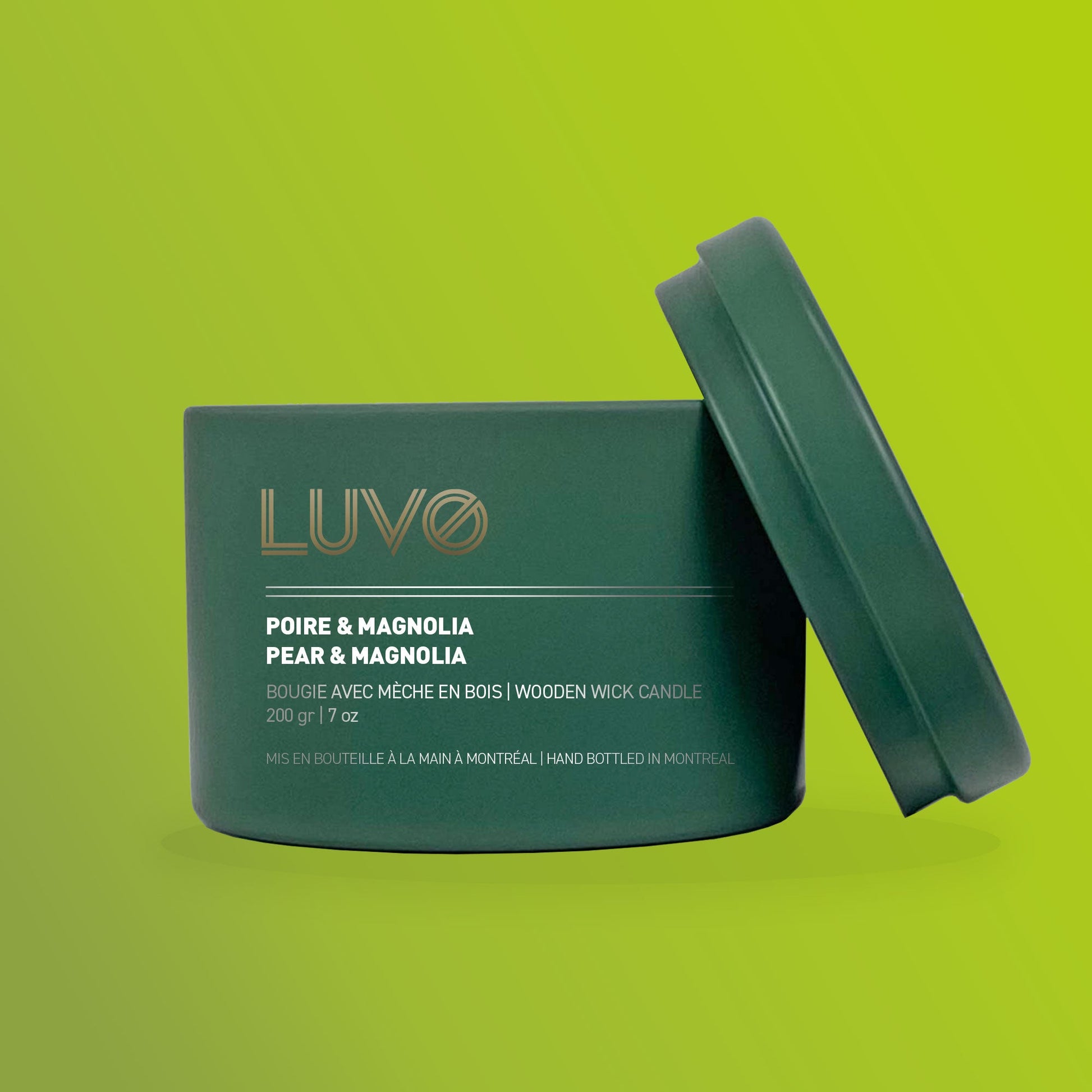 Mini Pear & Magnolia Scented wooden wick candle LUVO Candles | Bougies Home Fragrances art-noise.myshopify.com mini-pear-magnolia-scented-wooden-wick-candle