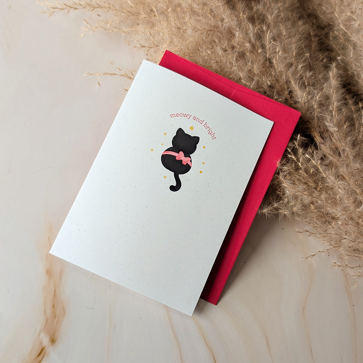 Meowy and Bright Mini Cat Holiday Greeting Card