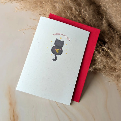  Meowy and Bright Mini Cat Holiday Greeting Card Cheeky Peach Designs Cards art-noise.myshopify.com meowy-and-bright-mini-cat-holiday-greeting-card