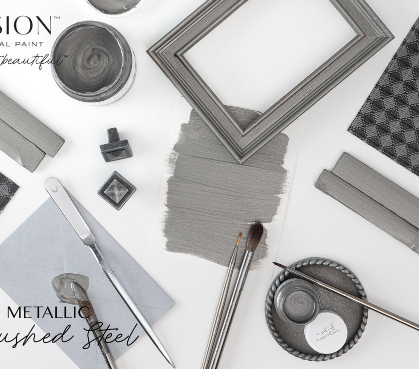 Fusion Mineral Paint Metallic Brushed Steel
