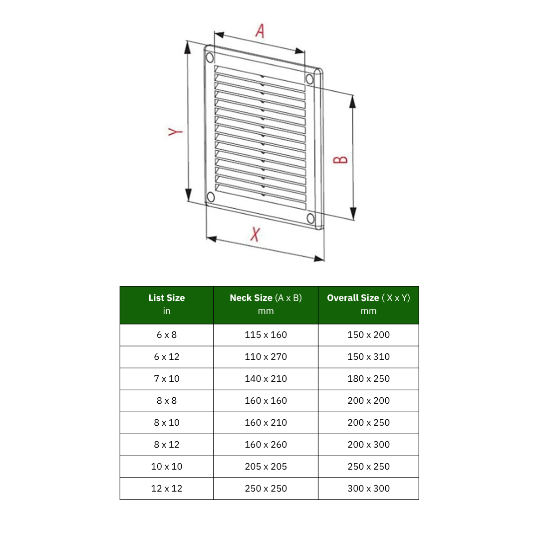 Byson Air Vent Grilles, Plastic with Screen