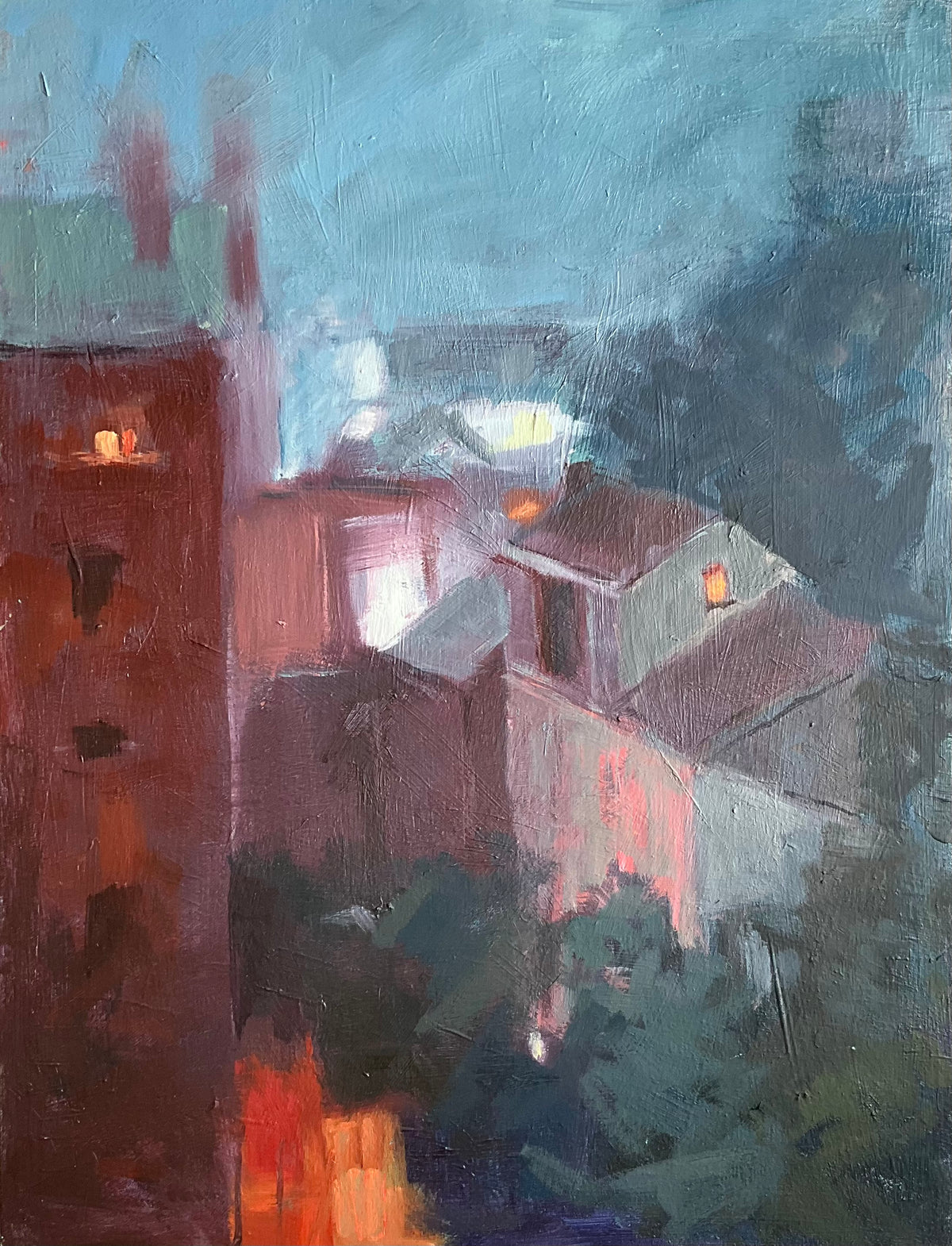 Margaret Hughes: Night scene Bay Street Kingston.