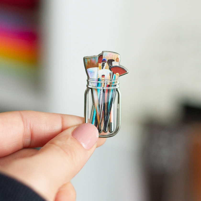 The Gray Muse Paint Brushes in Clear Jar Enamel Pin - Art Noise