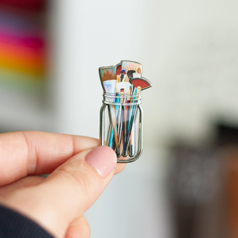 The Gray Muse Paint Brushes in Clear Jar Enamel Pin - Art Noise The Gray Muse Paint Brushes in Clear Jar Enamel Pin The Gray Muse Enamel Pin art-noise.myshopify.com the-gray-muse-paint-brushes-in-clear-jar-enamel-pin
