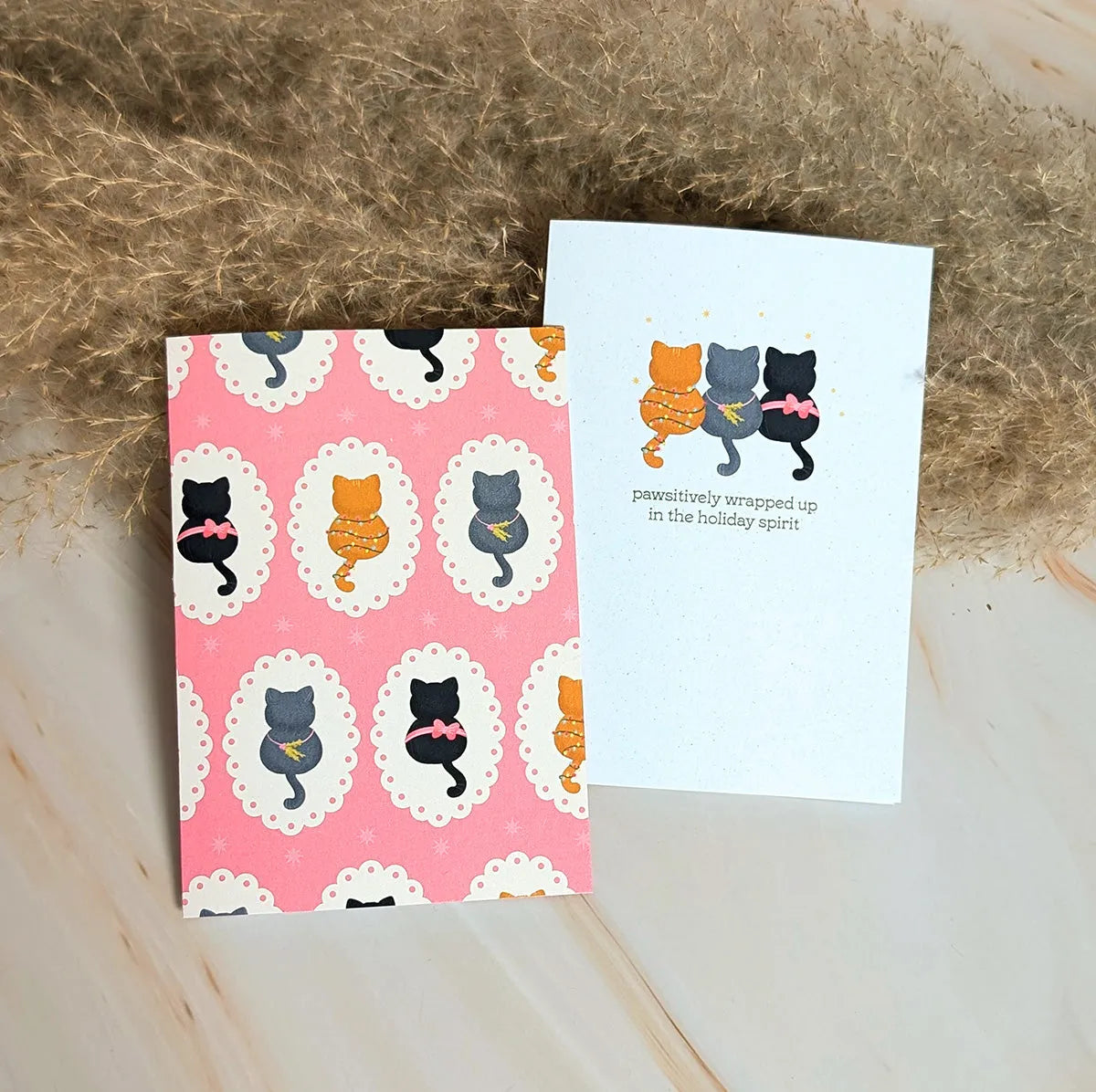  Meowy Holidays Mini Cat Card Cheeky Peach Designs Cards art-noise.myshopify.com meowy-holidays-mini-cat-card