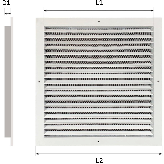 Byson Fixed Louver Grilles 1in, Aluminum with Insect Screen - White