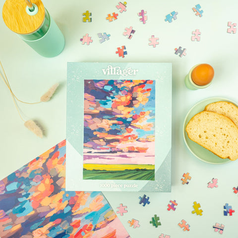 Prairie Sky | 1000-Piece Puzzle for Adults | Designed in Canada by Amy Dixon Villager Puzzles Puzzle art-noise.myshopify.com prairie-sky-1000-piece-puzzle-for-adults-designed-in-canada-by-amy-dixon