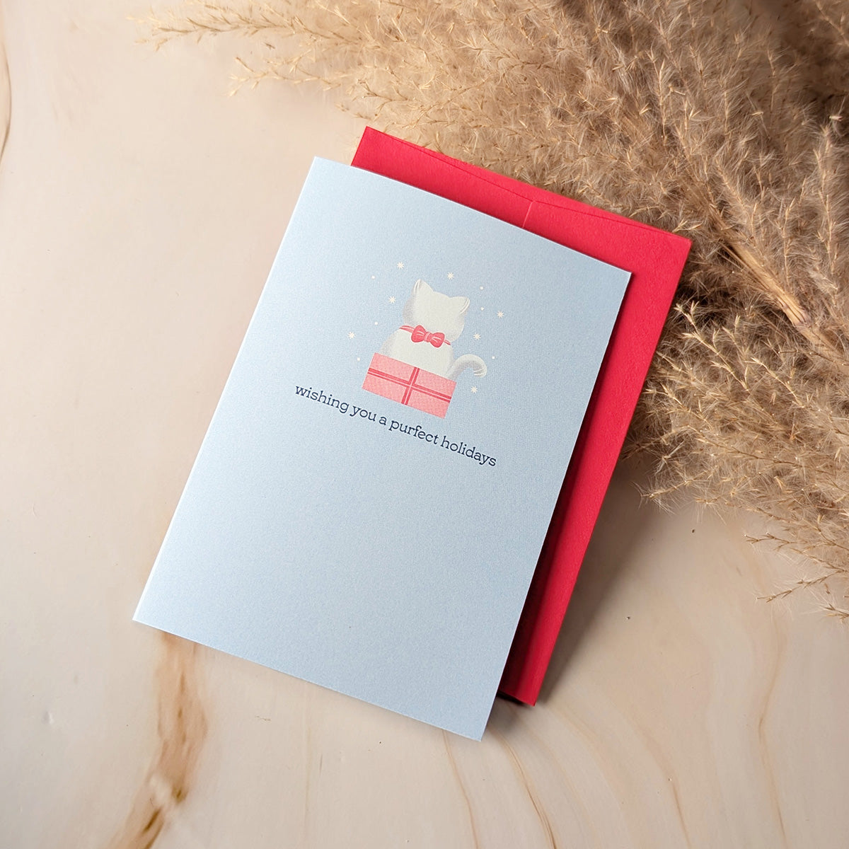 Wishing You A Purfect Holidays Mini Cat Greeting Card