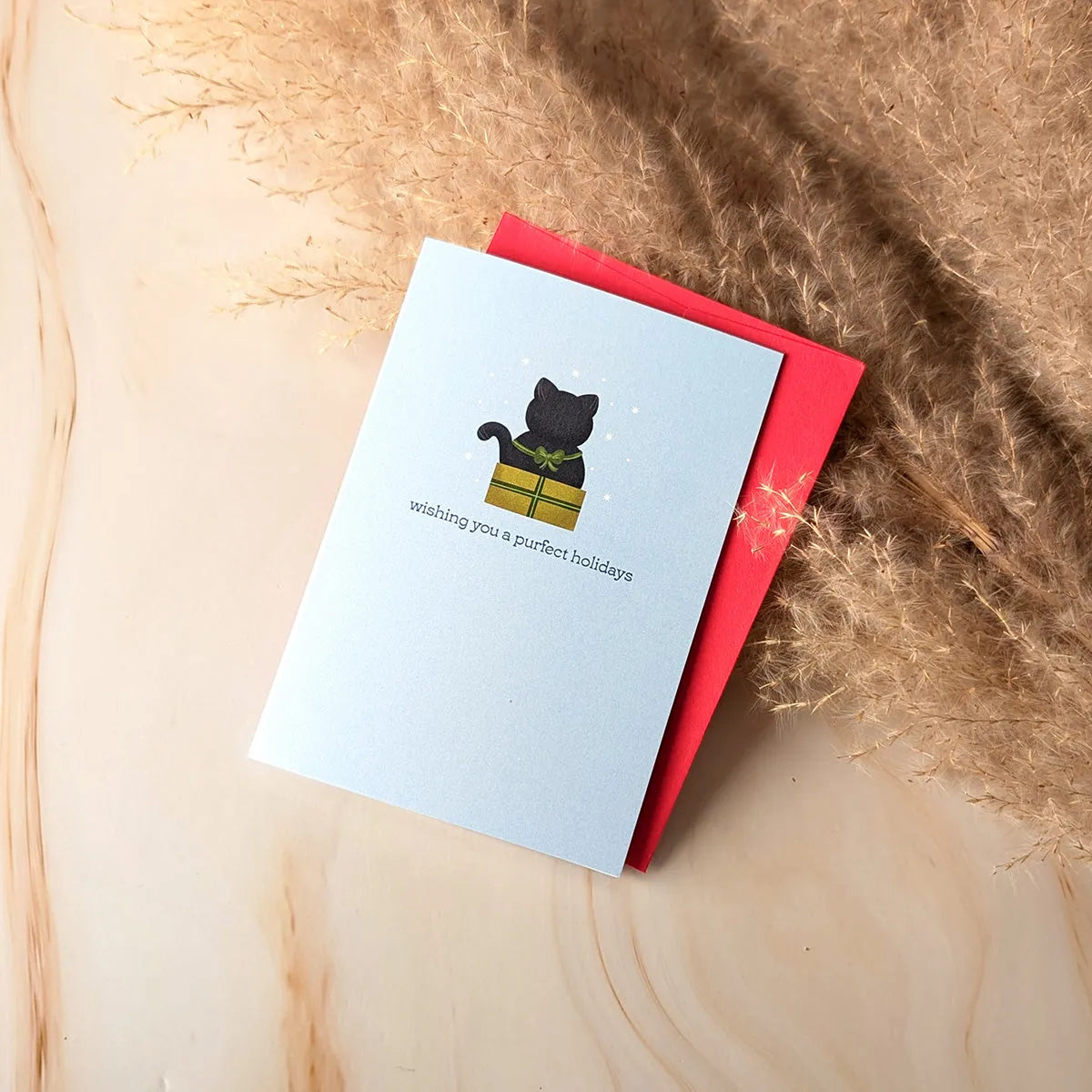  Wishing You A Purfect Holidays Mini Cat Greeting Card Cheeky Peach Designs Cards art-noise.myshopify.com wishing-you-a-purfect-holidays-mini-cat-greeting-card