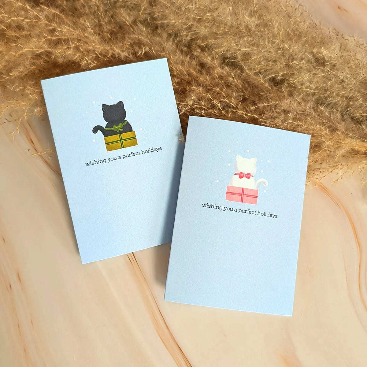  Wishing You A Purfect Holidays Mini Cat Greeting Card Cheeky Peach Designs Cards art-noise.myshopify.com wishing-you-a-purfect-holidays-mini-cat-greeting-card