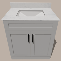 30-Inch Shaker Bathroom Vanity — White or Gray | Plywood Cabinet, Solid-Wood Doors, Soft-Close 3-Way Clip-On Hinges, Natural Wood Interior