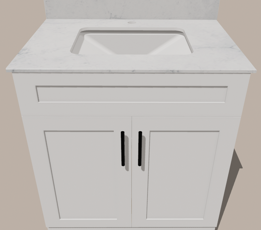 30-Inch Shaker Bathroom Vanity — White or Gray | Plywood Cabinet, Solid-Wood Doors, Soft-Close 3-Way Clip-On Hinges, Natural Wood Interior