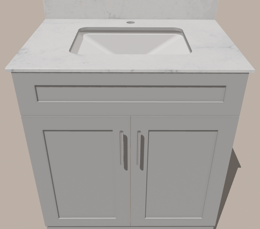 30-Inch Shaker Bathroom Vanity — White or Gray | Plywood Cabinet, Solid-Wood Doors, Soft-Close 3-Way Clip-On Hinges, Natural Wood Interior