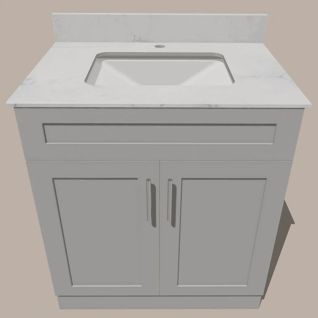  30-Inch Shaker Bathroom Vanity — White or Gray | Plywood Cabinet, Solid-Wood Doors, Soft-Close 3-Way Clip-On Hinges, Natural Wood Interior Good Day Building Supply Inc. Bathroom Vanity art-noise.myshopify.com 30-inch-shaker-bathroom-vanity-white-or-gray-plywood-cabinet-solid-wood-doors-soft-close-3-way-clip-on-hinges-natural-wood-interior