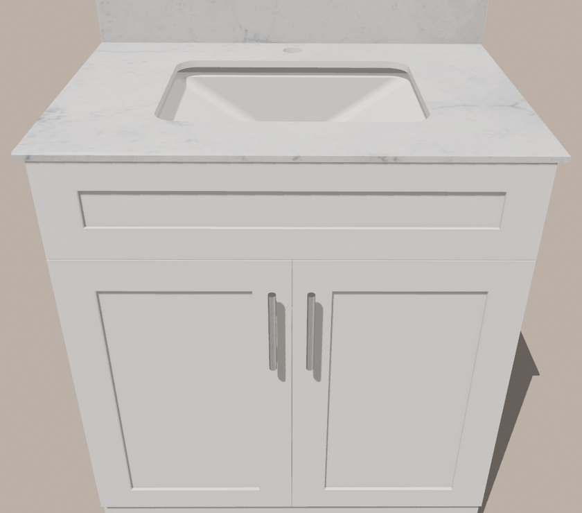 30-Inch Shaker Bathroom Vanity — White or Gray | Plywood Cabinet, Solid-Wood Doors, Soft-Close 3-Way Clip-On Hinges, Natural Wood Interior