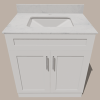 30-Inch Shaker Bathroom Vanity — White or Gray | Plywood Cabinet, Solid-Wood Doors, Soft-Close 3-Way Clip-On Hinges, Natural Wood Interior