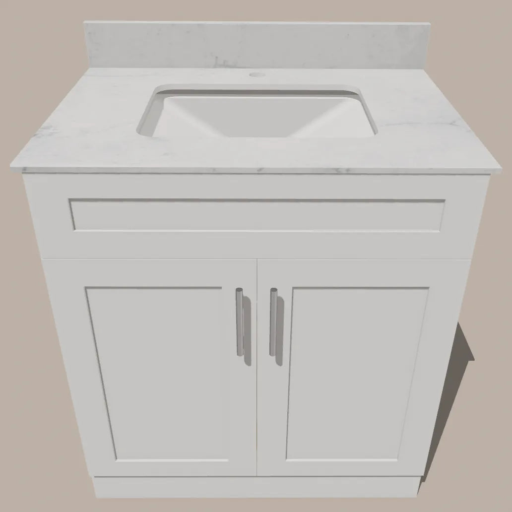  30-Inch Shaker Bathroom Vanity — White or Gray | Plywood Cabinet, Solid-Wood Doors, Soft-Close 3-Way Clip-On Hinges, Natural Wood Interior Good Day Building Supply Inc. Bathroom Vanity art-noise.myshopify.com 30-inch-shaker-bathroom-vanity-white-or-gray-plywood-cabinet-solid-wood-doors-soft-close-3-way-clip-on-hinges-natural-wood-interior