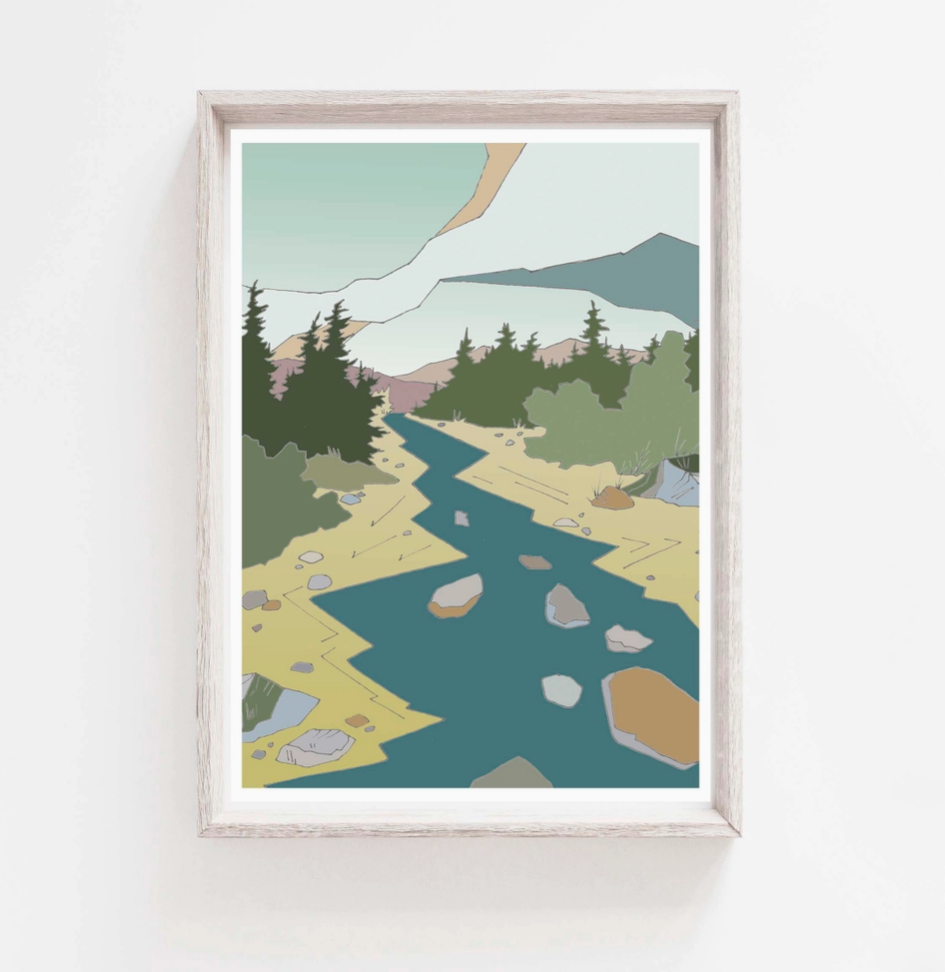 Curate Paper Co. Runoff | Vertical Mountain Art Print | 11 X 14