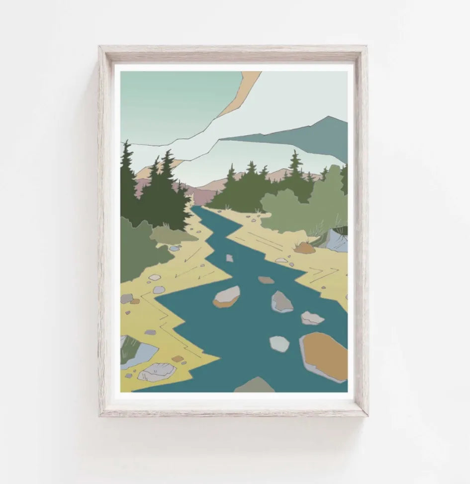 Curate Paper Co. Runoff | Vertical Mountain Art Print | 8 X 10 | Art Noise