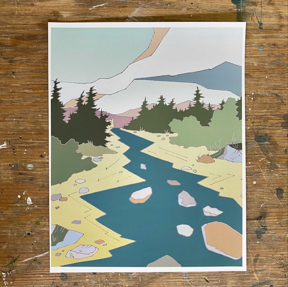 Curate Paper Co. Runoff | Vertical Mountain Art Print | 11 X 14