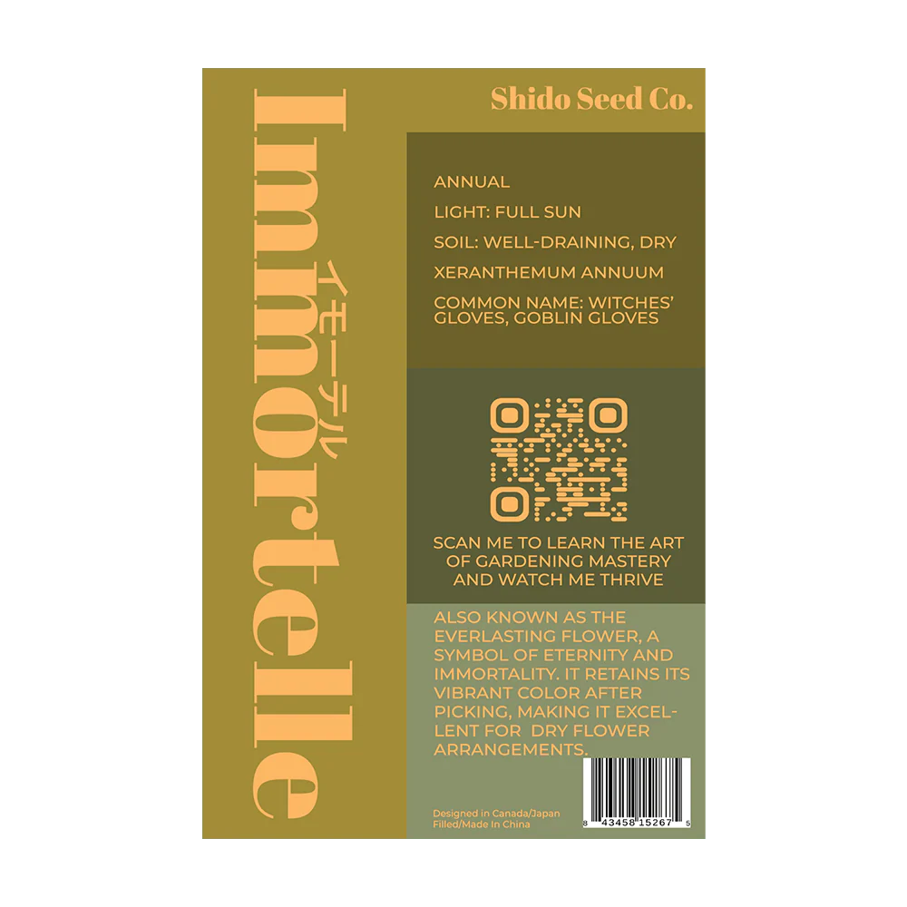 Shido Seeds Immortelle Flower Seeds Packet