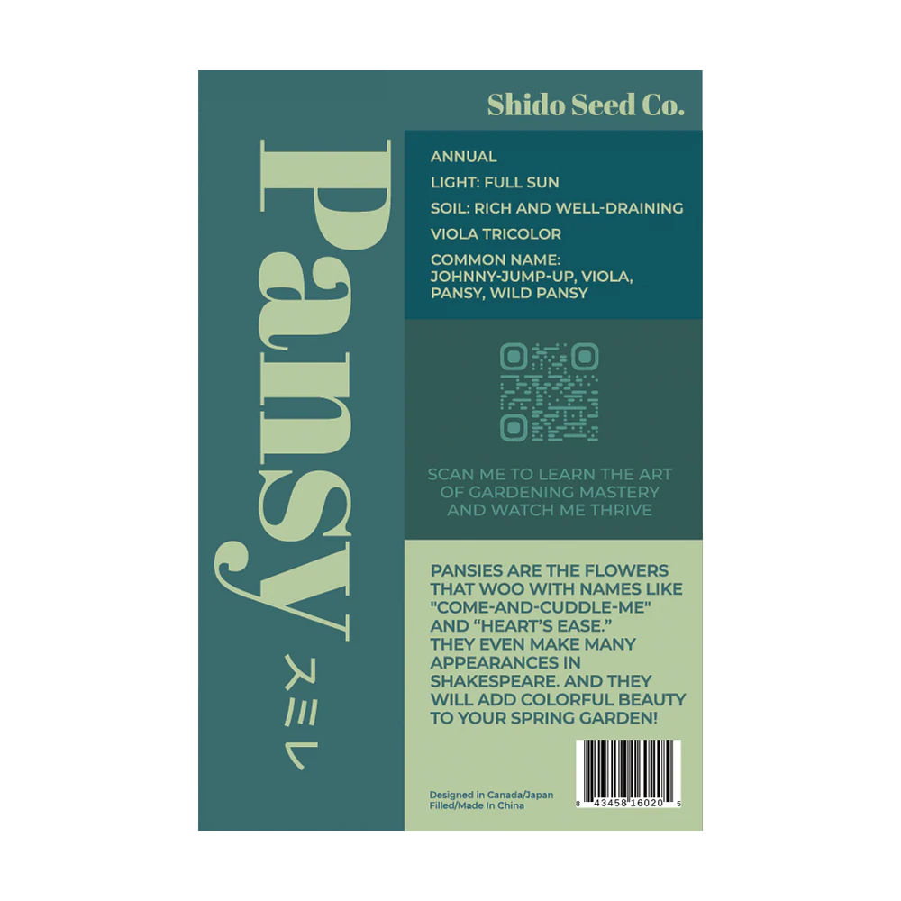 Shido Seeds Pansy Flower Seed Packet