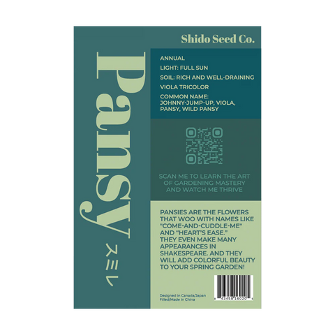 Shido Seeds Pansy Flower Seed Packet
