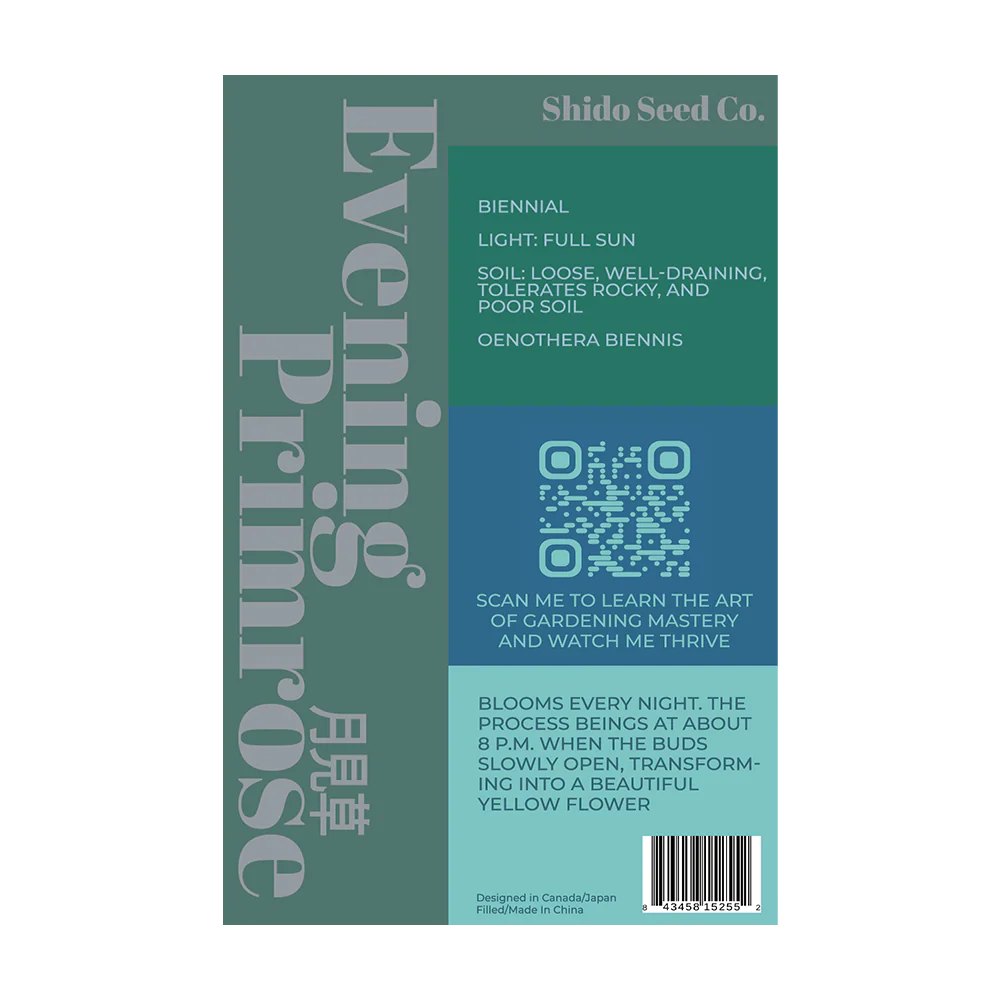 Shido Seeds Evening Primrose Flower Seed Packet