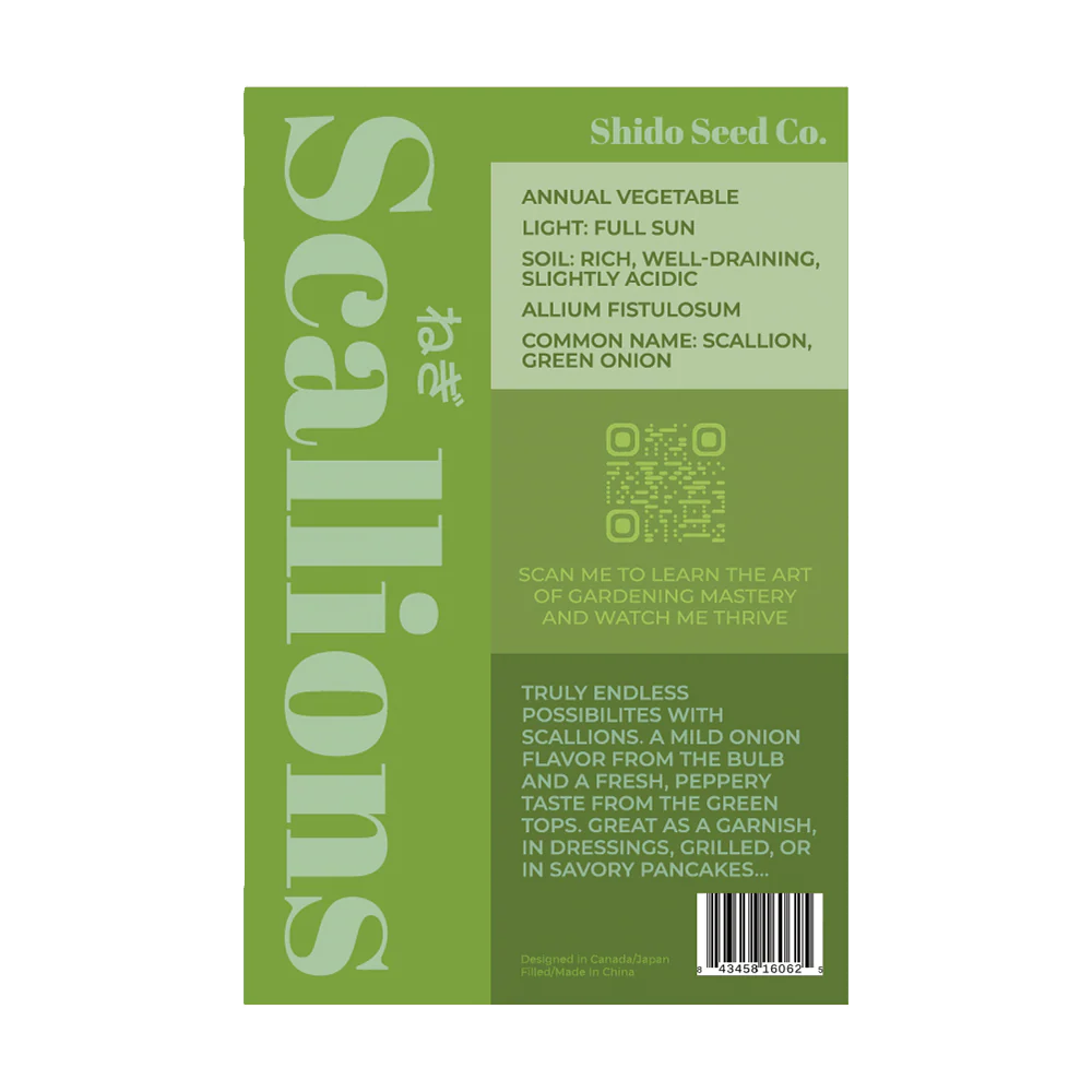 Shido Seeds Scallions Vegetable Seeds Packet