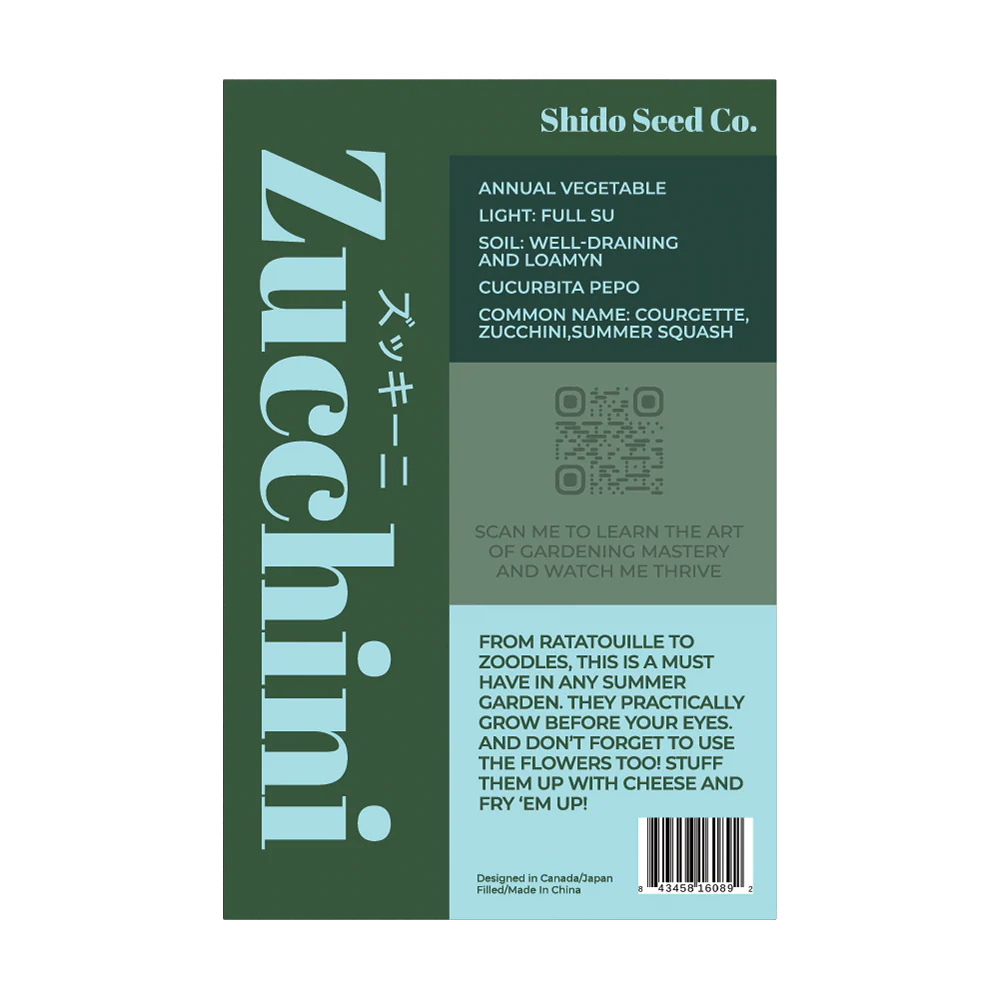 Shido Seeds Zucchini Vegetable Plant Seeds Packet