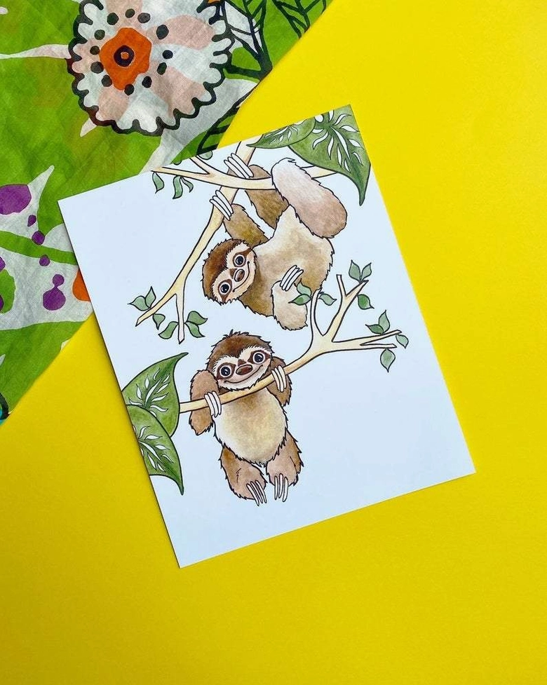 Found &amp; Lost Art Sloths 8x10 Print