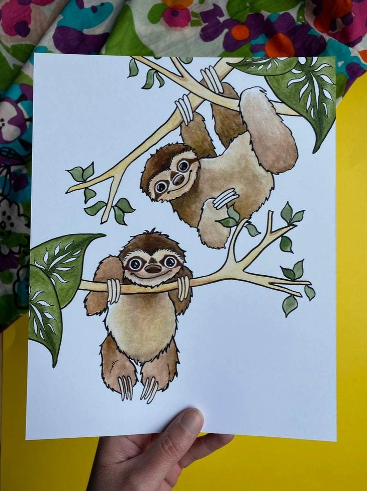 Found & Lost Art Sloths 8x10 Print - Art Noise