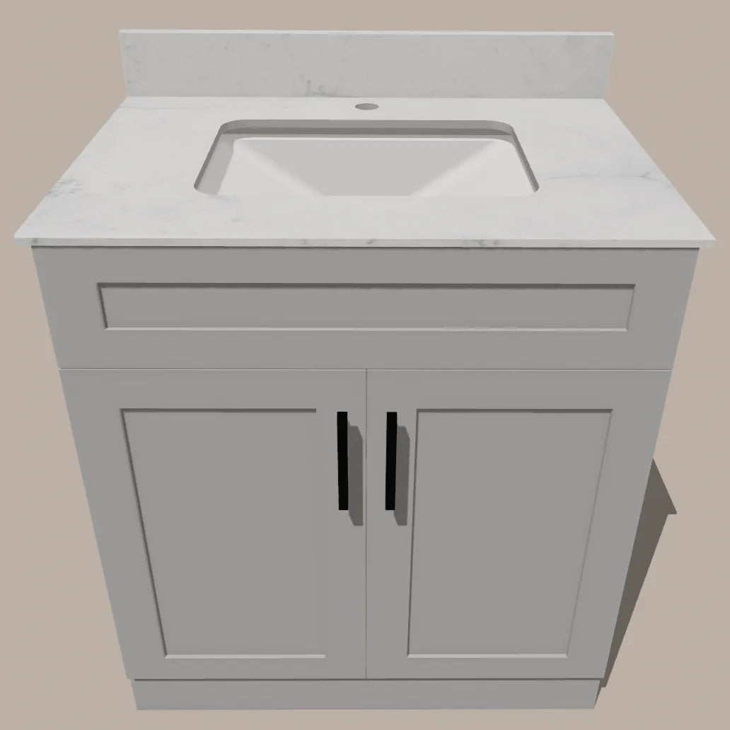  30-Inch Shaker Bathroom Vanity — White or Gray | Plywood Cabinet, Solid-Wood Doors, Soft-Close 3-Way Clip-On Hinges, Natural Wood Interior Good Day Building Supply Inc. Bathroom Vanity art-noise.myshopify.com 30-inch-shaker-bathroom-vanity-white-or-gray-plywood-cabinet-solid-wood-doors-soft-close-3-way-clip-on-hinges-natural-wood-interior