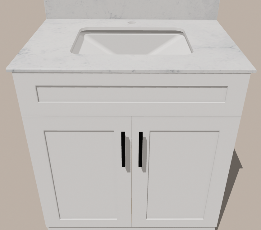 30-Inch Shaker Bathroom Vanity — White or Gray | Plywood Cabinet, Solid-Wood Doors, Soft-Close 3-Way Clip-On Hinges, Natural Wood Interior