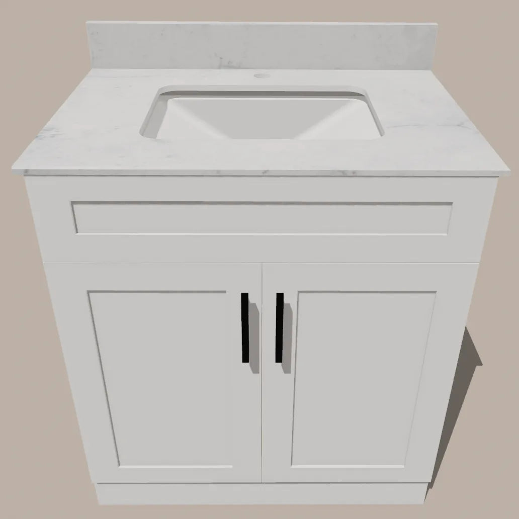  30-Inch Shaker Bathroom Vanity — White or Gray | Plywood Cabinet, Solid-Wood Doors, Soft-Close 3-Way Clip-On Hinges, Natural Wood Interior Good Day Building Supply Inc. Bathroom Vanity art-noise.myshopify.com 30-inch-shaker-bathroom-vanity-white-or-gray-plywood-cabinet-solid-wood-doors-soft-close-3-way-clip-on-hinges-natural-wood-interior
