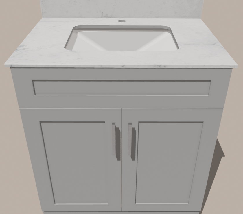 30-Inch Shaker Bathroom Vanity — White or Gray | Plywood Cabinet, Solid-Wood Doors, Soft-Close 3-Way Clip-On Hinges, Natural Wood Interior