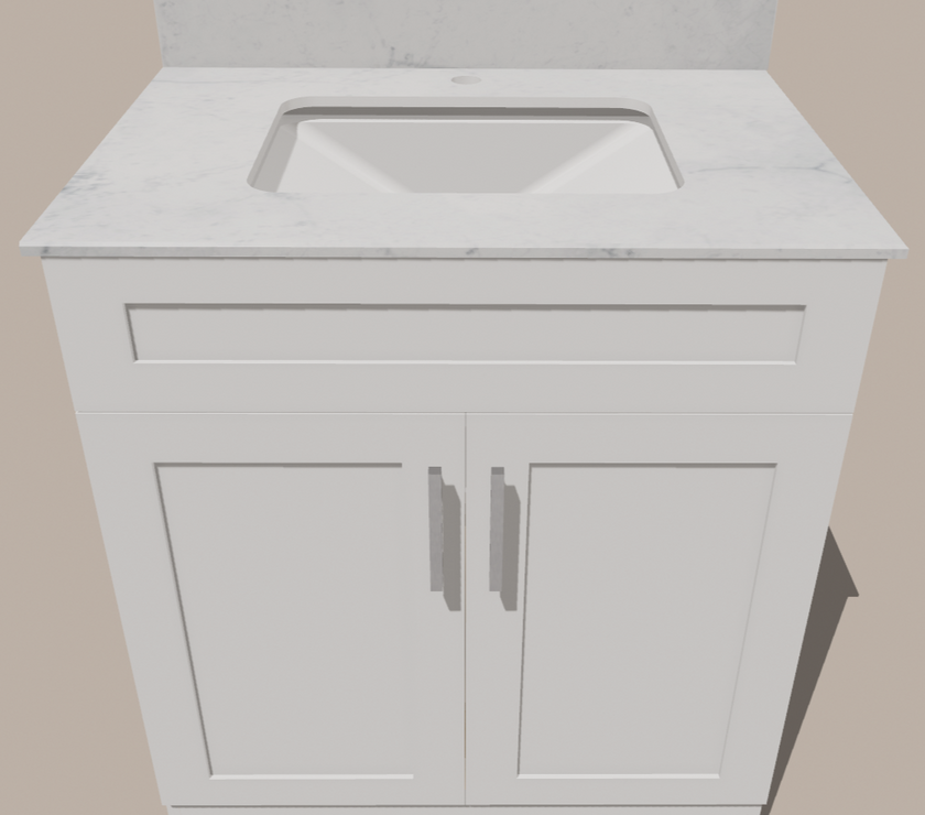30-Inch Shaker Bathroom Vanity — White or Gray | Plywood Cabinet, Solid-Wood Doors, Soft-Close 3-Way Clip-On Hinges, Natural Wood Interior