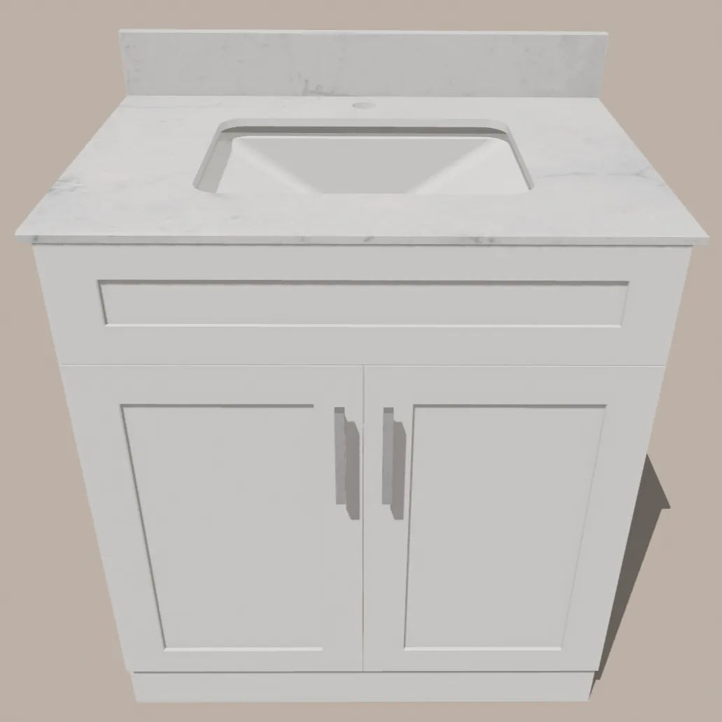  30-Inch Shaker Bathroom Vanity — White or Gray | Plywood Cabinet, Solid-Wood Doors, Soft-Close 3-Way Clip-On Hinges, Natural Wood Interior Good Day Building Supply Inc. Bathroom Vanity art-noise.myshopify.com 30-inch-shaker-bathroom-vanity-white-or-gray-plywood-cabinet-solid-wood-doors-soft-close-3-way-clip-on-hinges-natural-wood-interior
