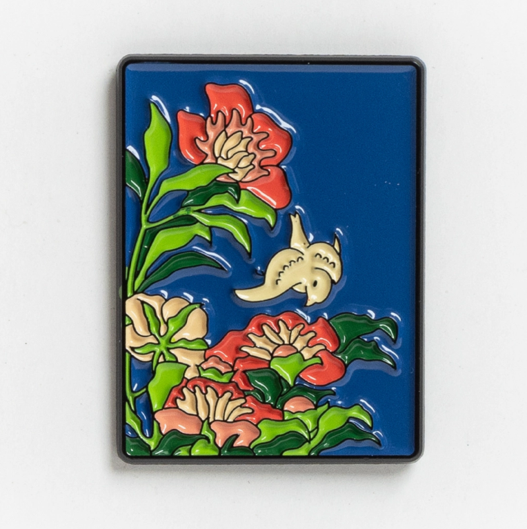 Today is Art Day Pin - Peonies and Canary - Hokusai