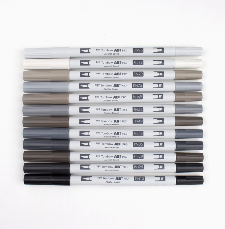 Tombow ABT PRO Alcohol Markers: Greyscale 12pk - Art Noise