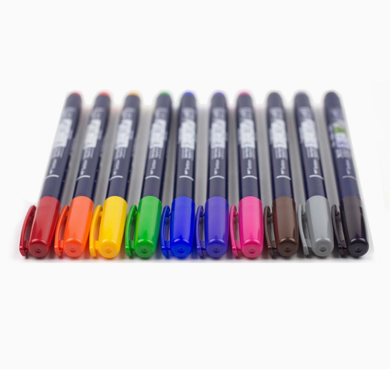 Tombow Fudenosuke Colors Calligraphy Brush Pens - 10-Pack - Art Noise