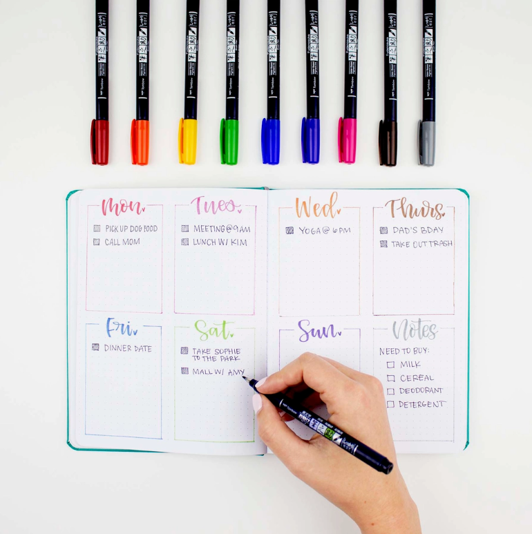 Tombow Fudenosuke Colors Calligraphy Brush Pens - 10-Pack - Art Noise