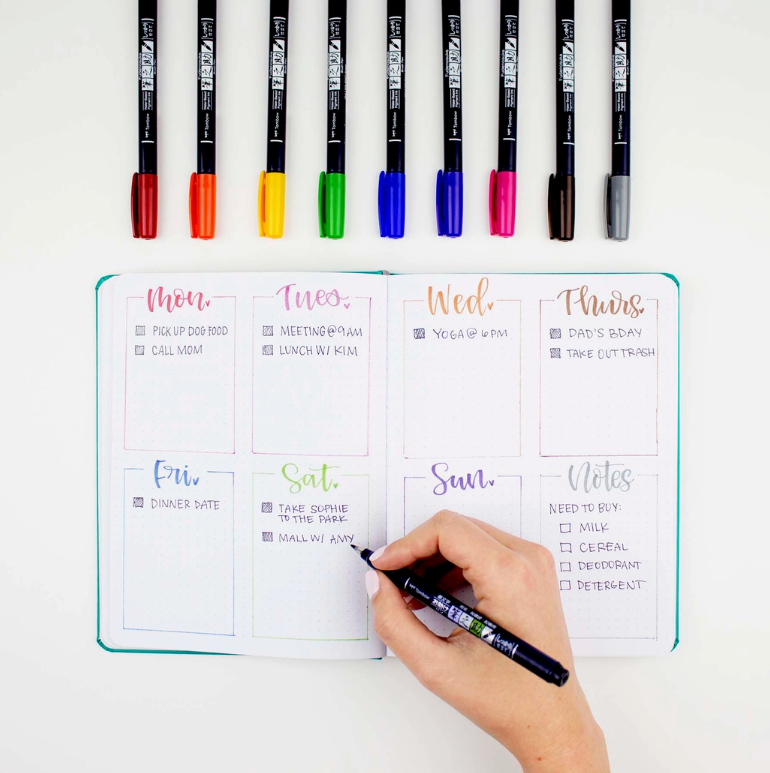 Tombow Fudenosuke Colors Calligraphy Brush Pens - 10-Pack